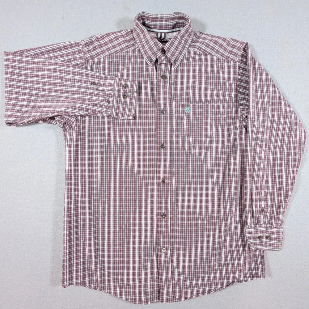 Ariat Pro Series Button Down Shirt Mens Medium Plaid Long Sleeve